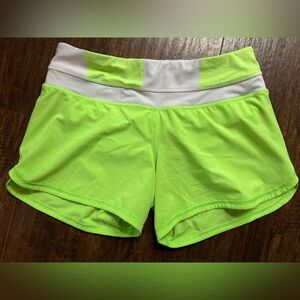 Lululemon Speed Shorts Neon yellow and white Size 4